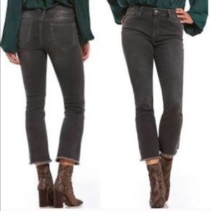 Free People gray straight crop raw hem jean NWT